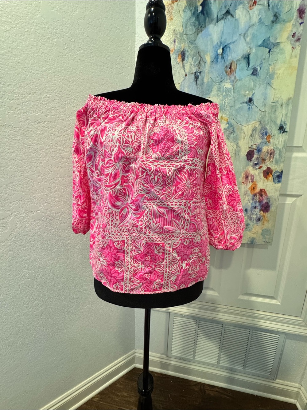 NWT Lilly Pulitzer Sz M Winifred Top Piñata Pink New Blooms on the Block